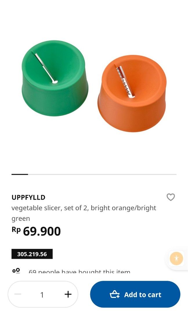 UPPFYLLD Vegetable slicer, set of 2, bright orange/bright green - IKEA