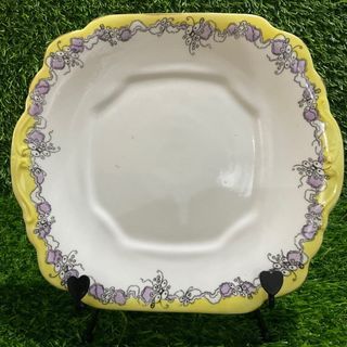 Vintage Wellington China JHC & Co Longton England Yellow Band Goldrubbed Rim Serving Plate 9.75” x 9” inches, 2pcs available - P350.00 each