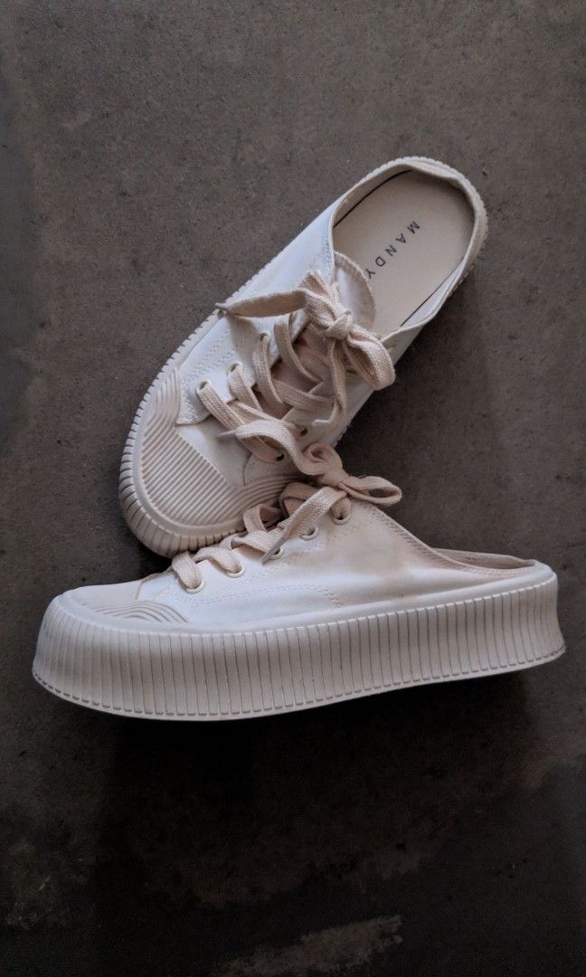 White Canvas Slip On Mules Sneakers Women s Fashion Footwear