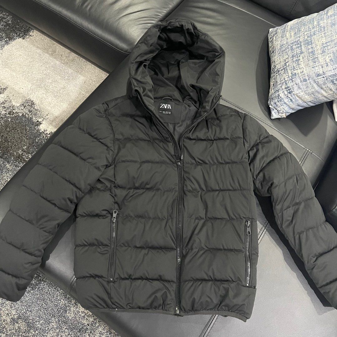 zara mens black puffer jacket