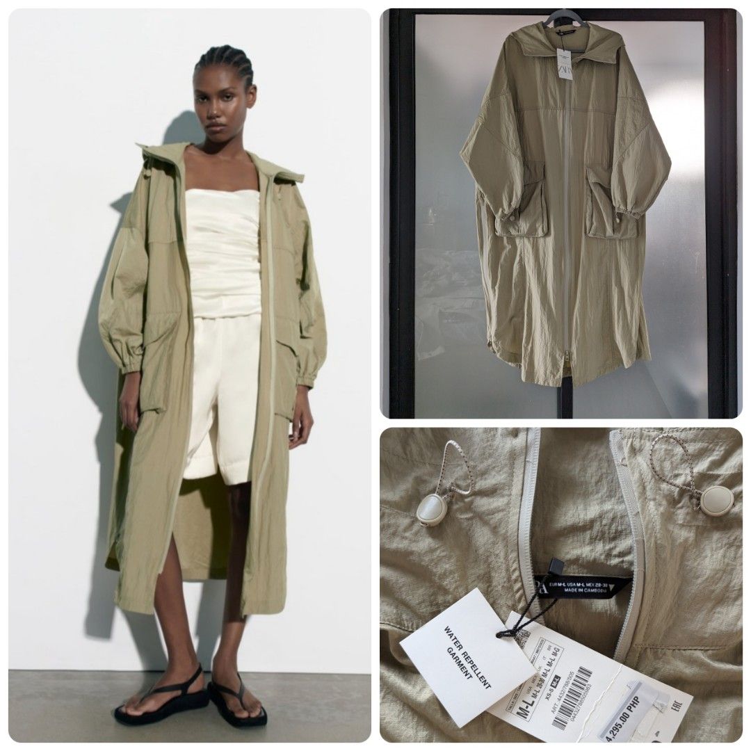 Zara parachute jacket water resistant raincoat rain coat Women s