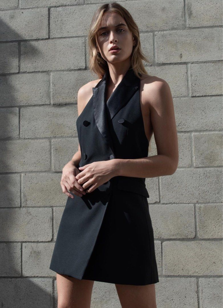 Halter tuxedo best sale dress