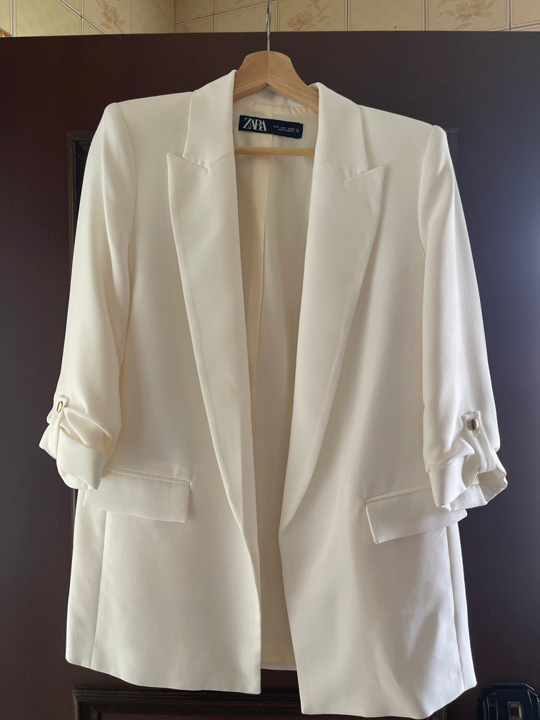 White blazer zara woman top