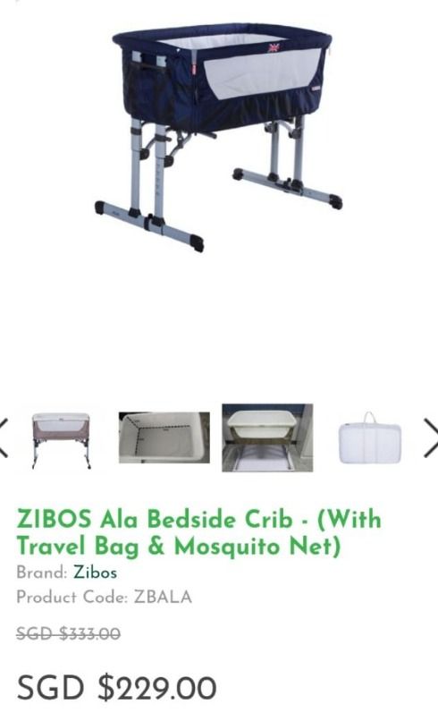 Zibos ala bedside sales crib