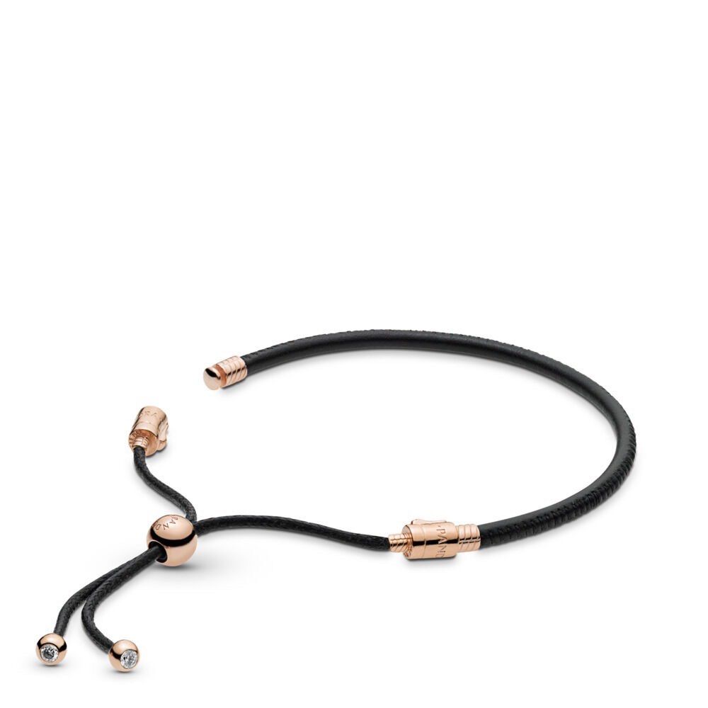 Pandora moments leather slider store bracelet rose gold