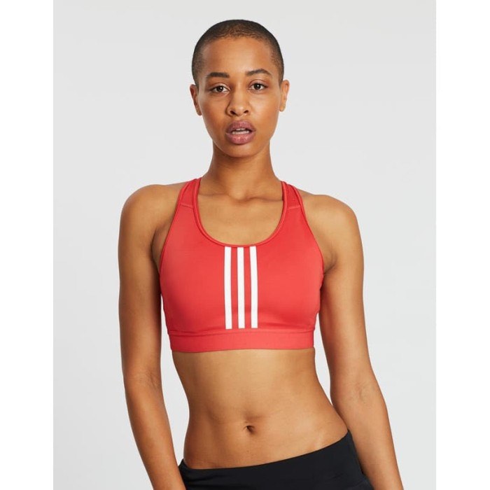 Adidas Don't Rest 3 Stripes Sports Bra in Red, Women's Fashion