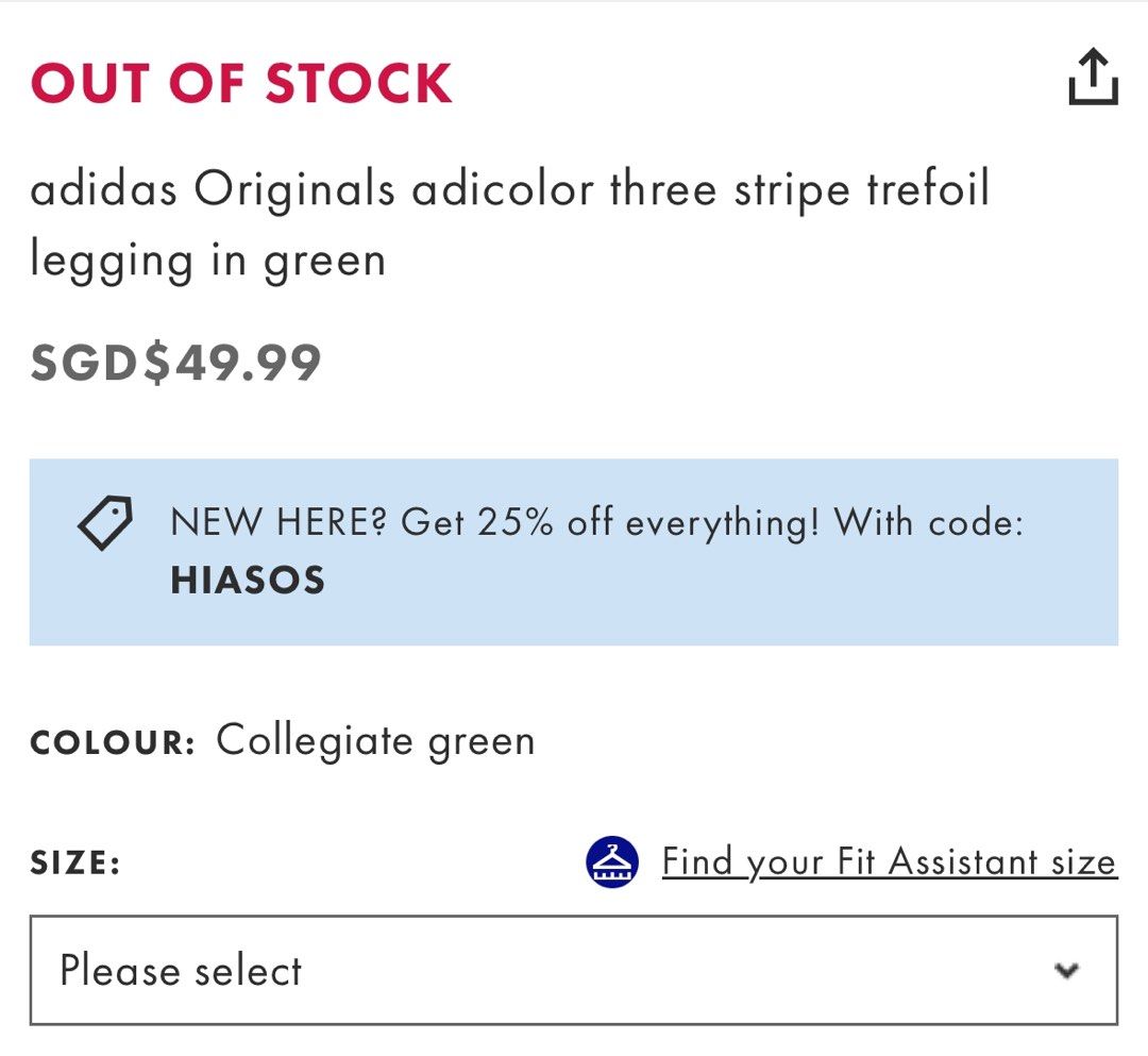 Adidas Originals adicolor three stripe trefoil legging in green