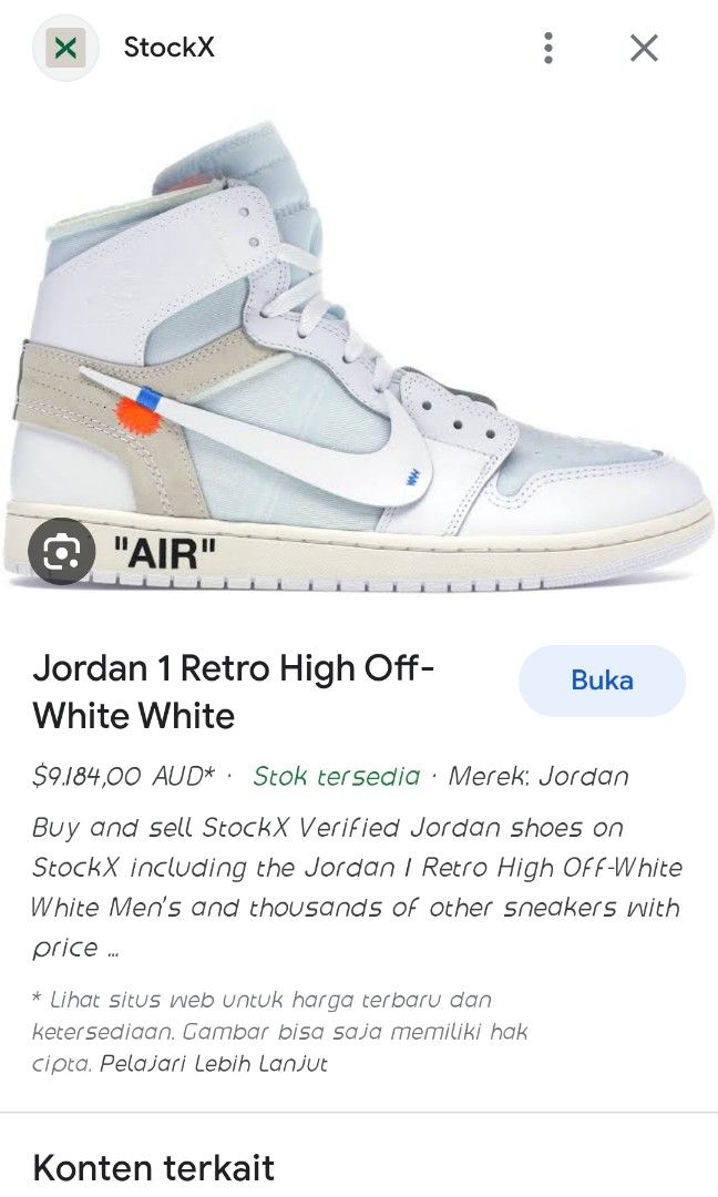 Jordan x store off white harga