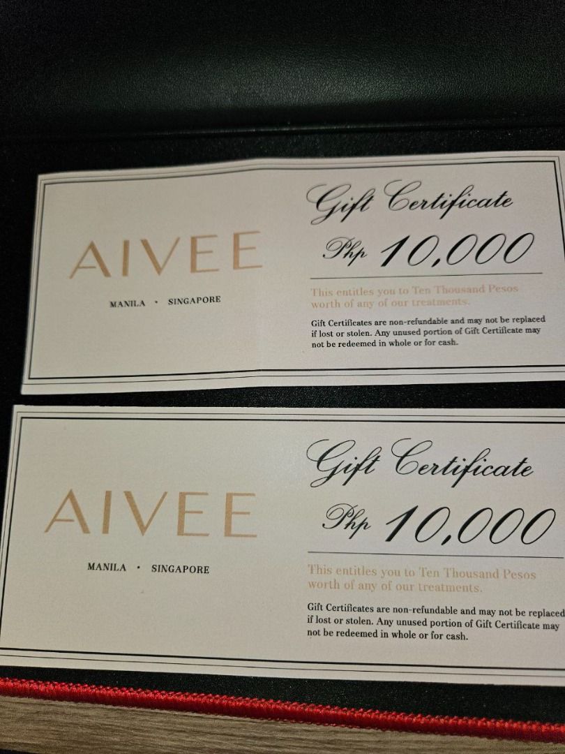 Aivee Clinic 10,000 Voucher (Category: Vouchers) located in Makati City. Submitted by jyusingco (Listing ID 1275652549, Image 1). Description: Offering a premium Aivee Clinic voucher valued at 10,000 for just 7,000. Aivee Clinic is renowned as a top-tier beauty clinic frequented by celebrities. I acquired these vouchers through a Christmas raffle. I possess two vouchers, and if you buy both, the pricing is open to negotiation..