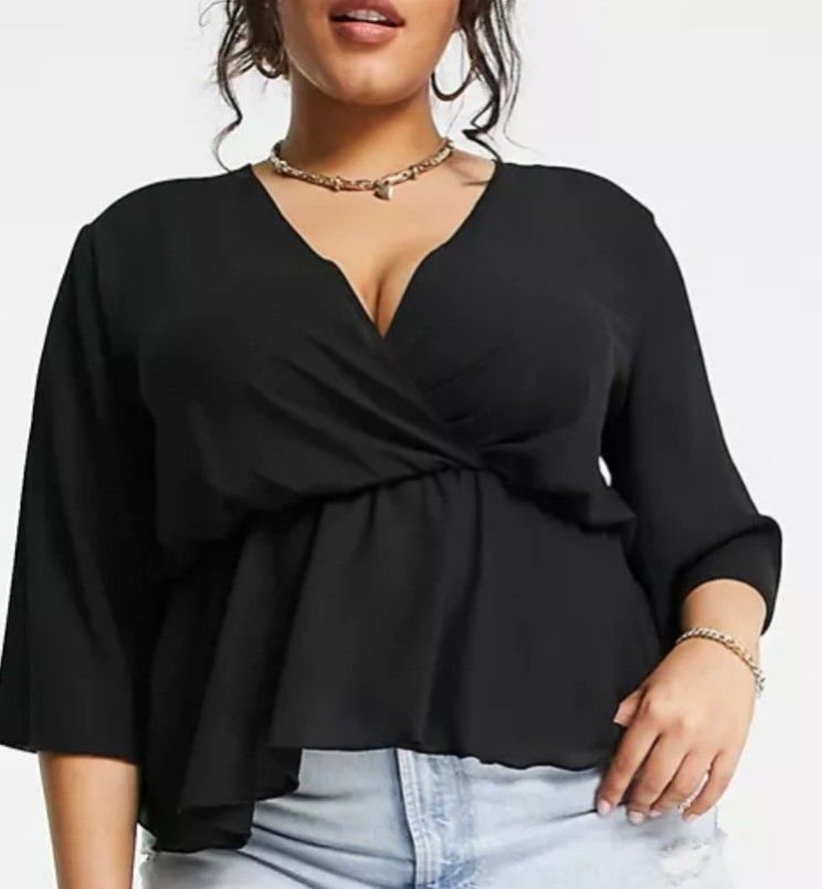 Asos Curve Blouse Black ASOS Curve Tops Asos Alice You Star Blouse