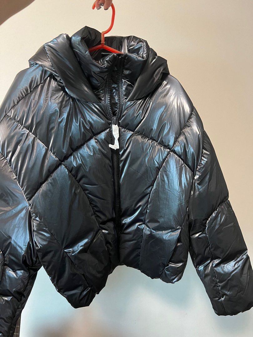 Black shiny Winter puffer jacket