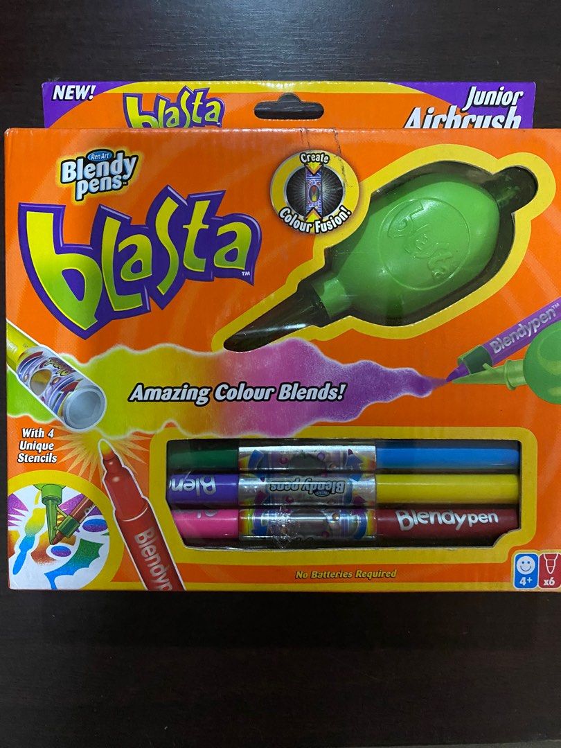 Blends Pens Junior Airbrush Blasta (Category: Craft Supplies & Tools) located in Quezon City. Submitted by livenlovelife (Listing ID 1275684238, Image 1). Description: Put 2 Blendypens into the Fusion Chamber, twist and hold for 5 seconds, take out 1 Blendypen, put the Blendypen into the Blasta, Squeeze... Spray... Blend! Six Blendypens = 30 colour combinations! .