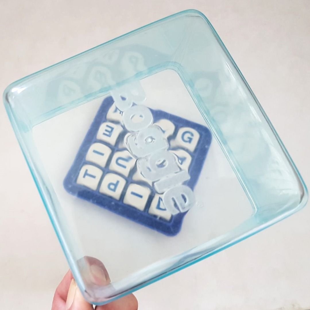 Boggle Game, Classic Hasbro Word Game, the Transparent Square Box with ...