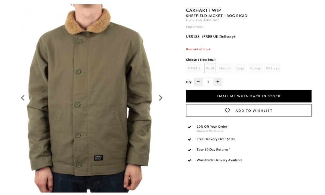 CARHARTT WIP SHEFFIELD JACKET S