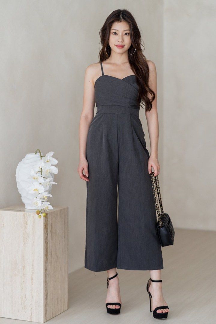 Grey cheap culotte jumpsuit
