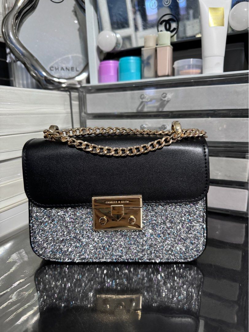Charles and keith glitter bag on sale
