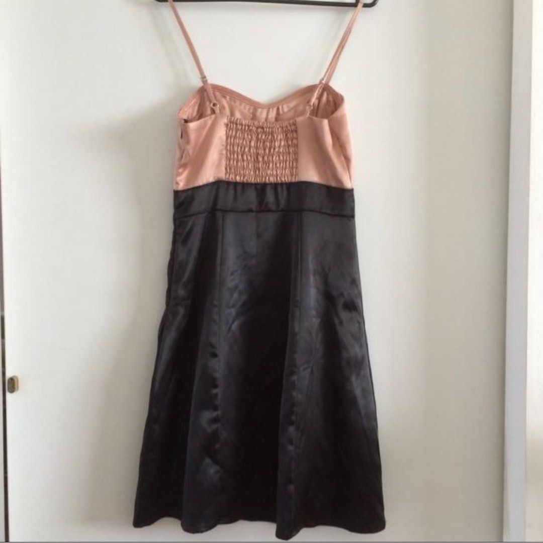 CLEARANCE> Vila Satin Cocktail Rose Gold Black Dress, Women's