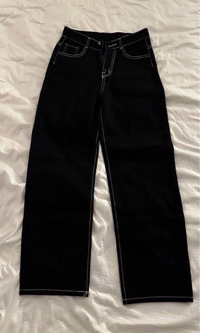 White stitch black jeans new arrivals