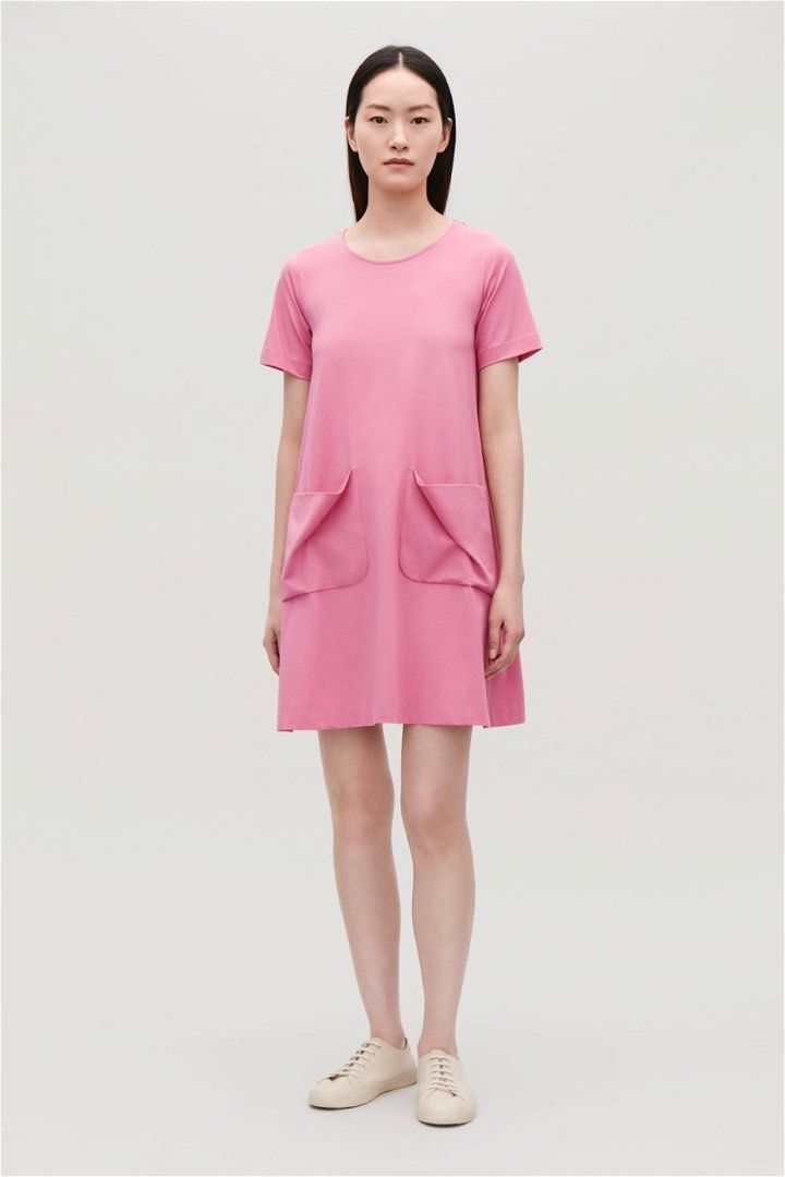 cos pink shirt dress UTILITY MINI SHIRT DRESS - PINK