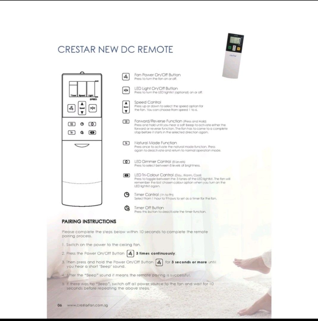 Crestar Fan remote control, Furniture & Home Living, Lighting & Fans