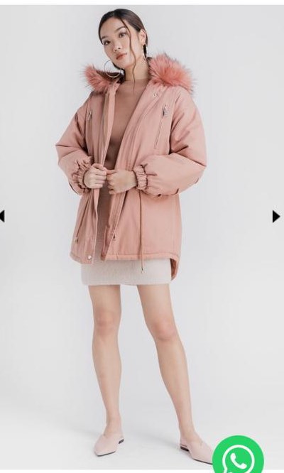 DETACHABLE FUR WINTER JACKET ROSE Women s Fashion Coats