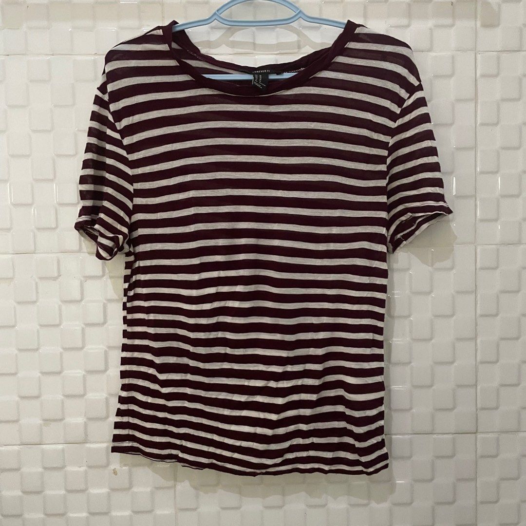 Forever21 Striped Tee Kaos Garis-garis Forever 21, Fesyen Wanita
