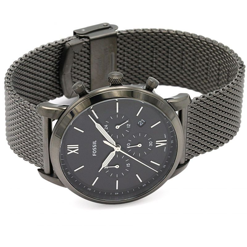 Fossil FS5699 Neutra Chronograph Smoke Stainless Steel Mesh