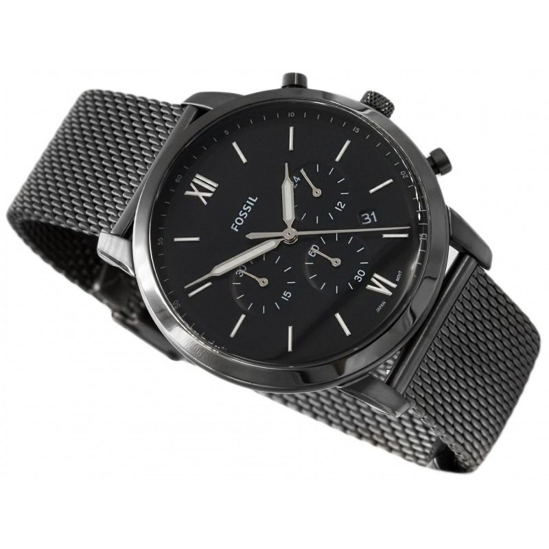 Fossil 22mm smoke steel mesh bracelet sale