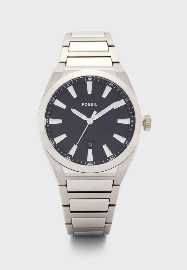 Fossil FS5821 Everett Three-Hand Stainless Steel Black Analog Classic ...