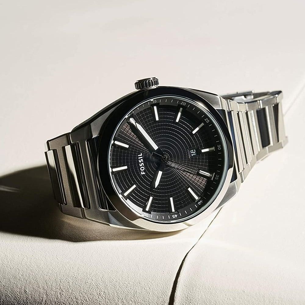 Fossil FS5821 Everett Three-Hand Stainless Steel Black Analog Classic ...