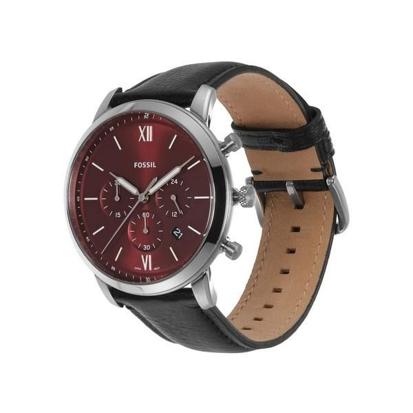 Men's analog sales black leather watch