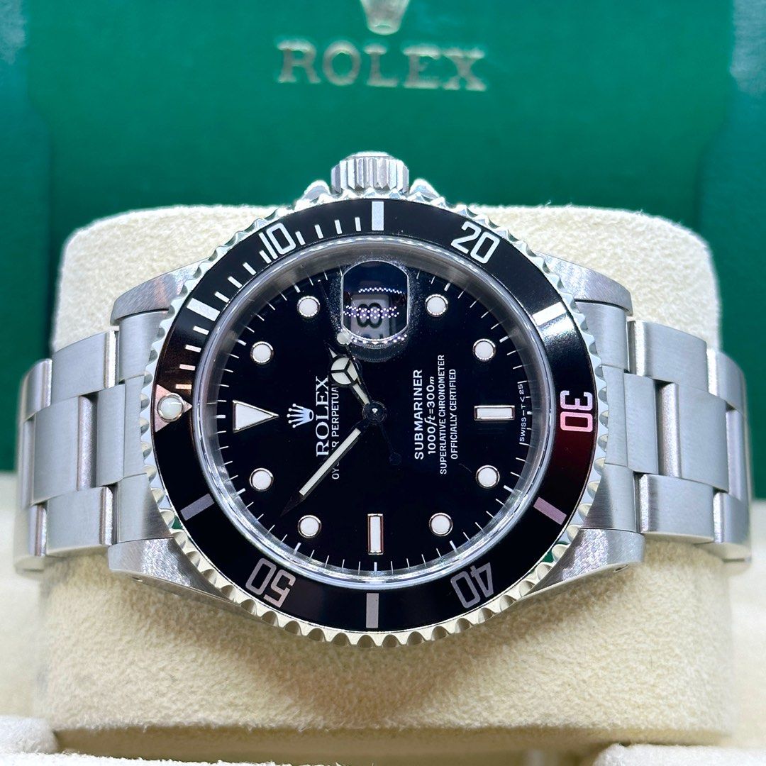 FULLSET Rolex Submariner Date 16610 Black Aluminium Bezel