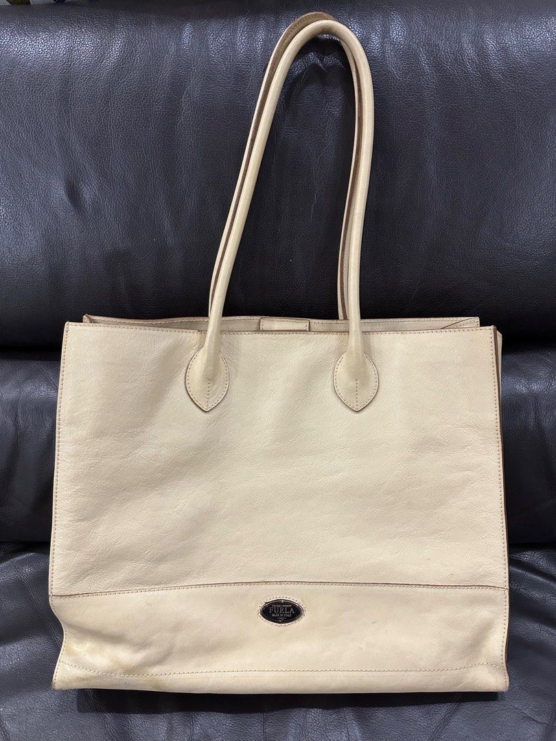 Furla vintage full leather tote bag