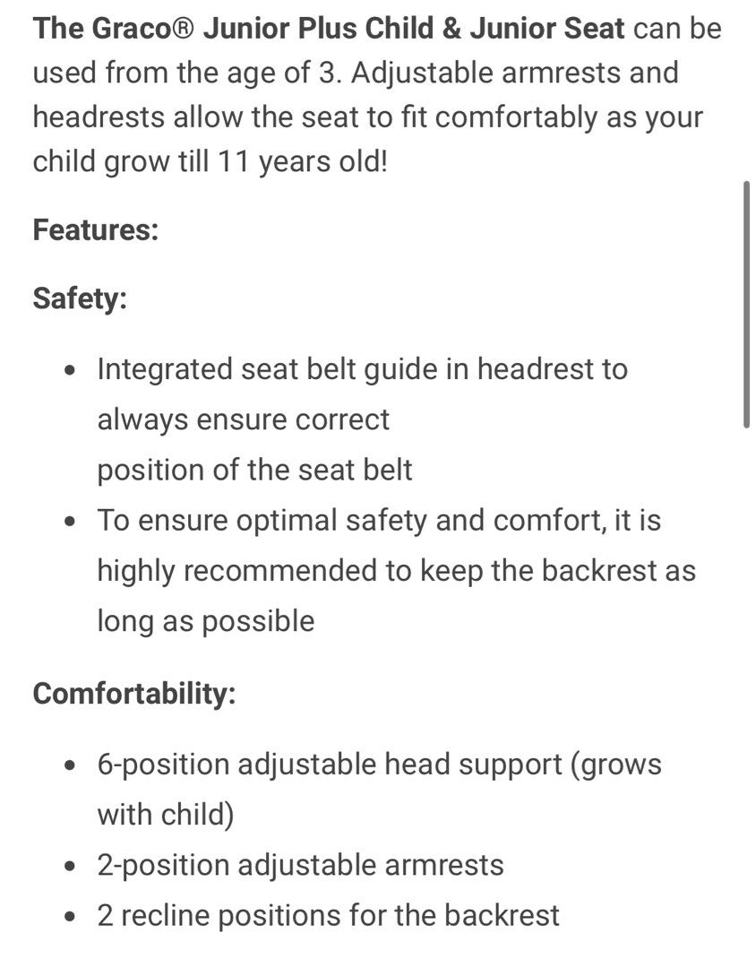 Graco junior store maxi test