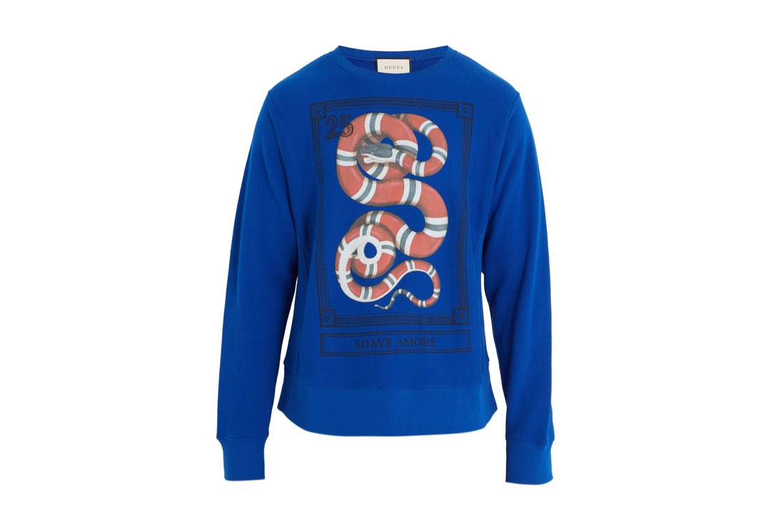 Gucci snake stamp crewneck sweatshirt Men s Fashion Activewear on Carousell