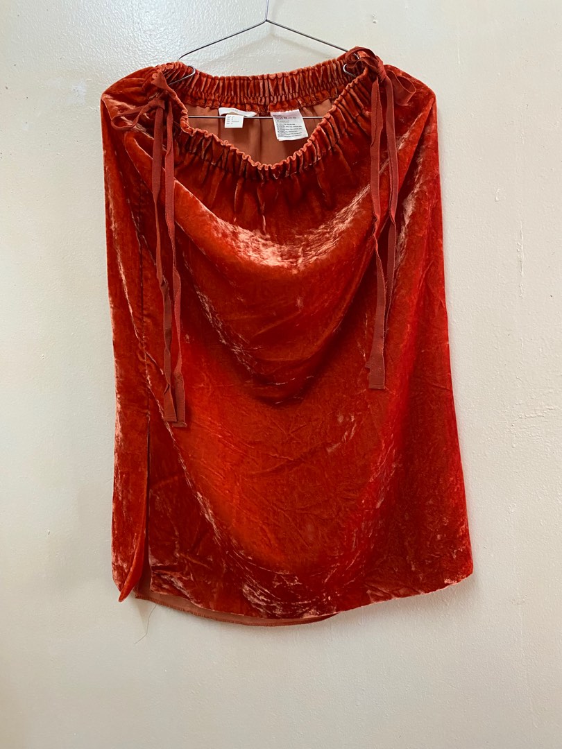 H&m orange velvet best sale skirt