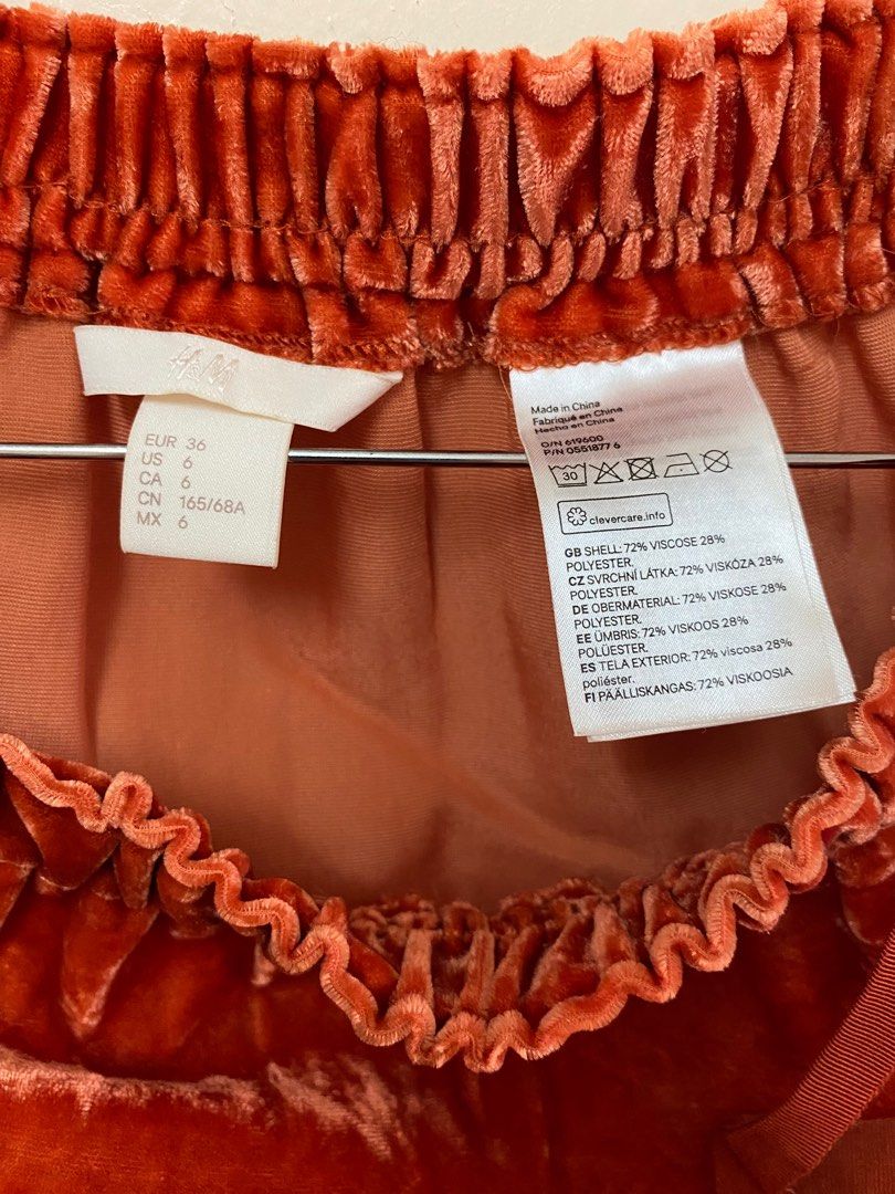 H&m orange velvet best sale skirt