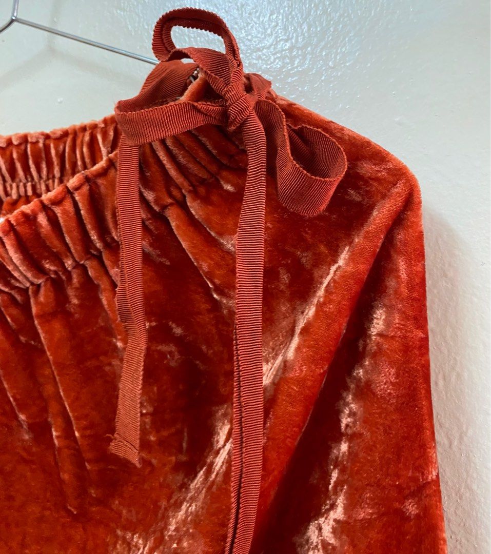 H&m orange velvet skirt shop