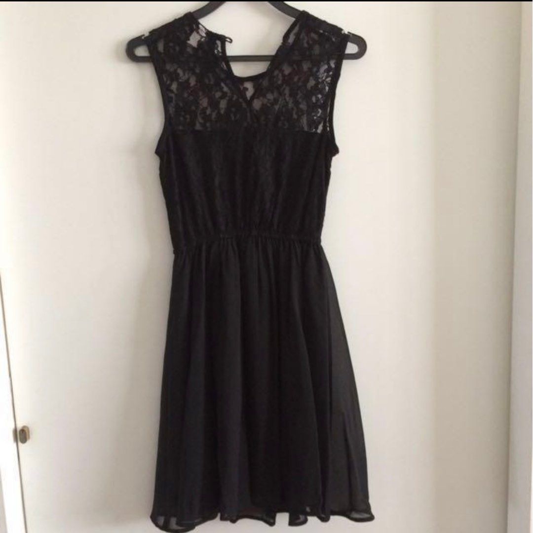 h&m divided black lace dress NWT Women's H&M DIVIDED Black Lace Trimmed Ribbed Dress Size Medium M NEW