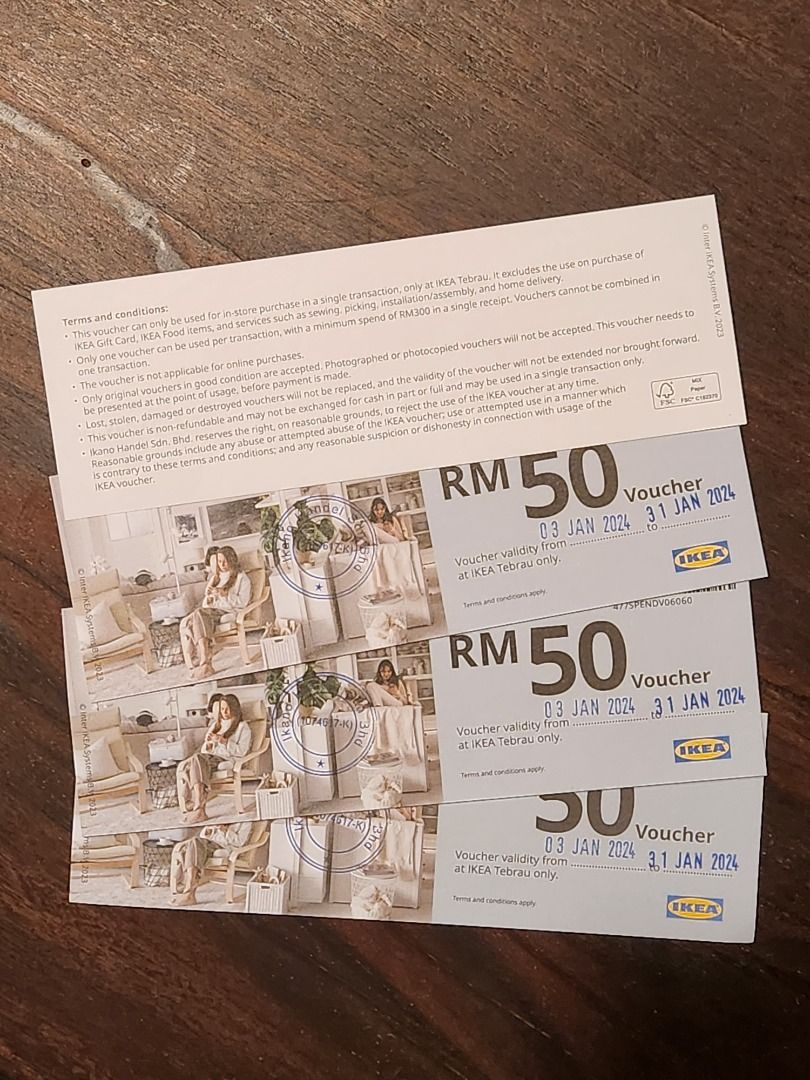 IKEA Tebrau RM50 Cash Voucher Johor Bahru, Tickets & Vouchers, Store