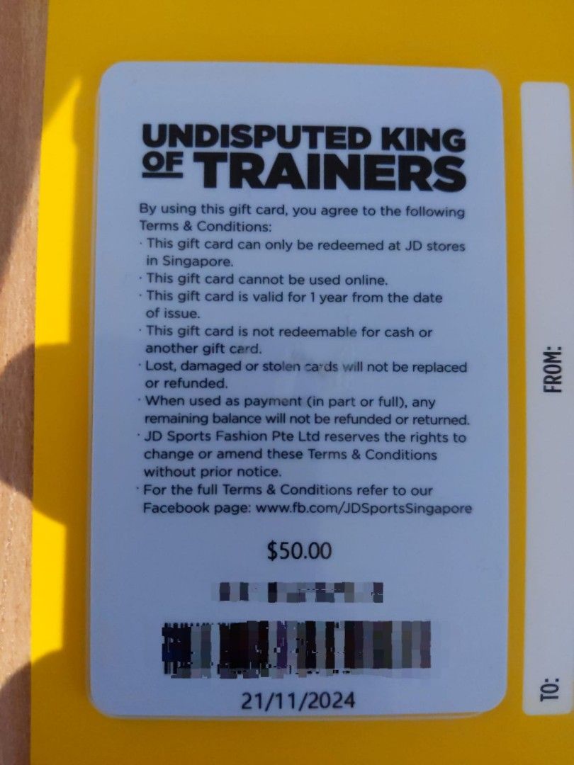 JD Sports Gift Cards worth 300, Tickets & Vouchers, Vouchers on Carousell