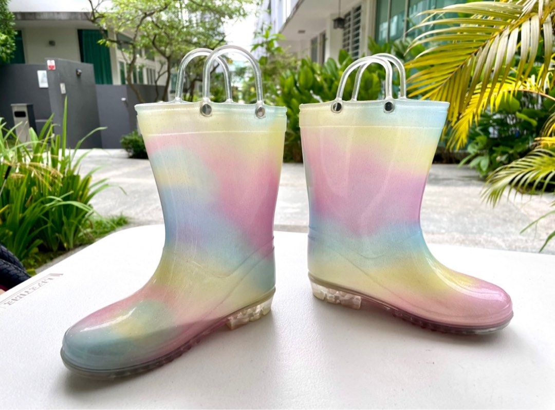 Kids Rainbow Jelly Rain Boots size 17.5 cm