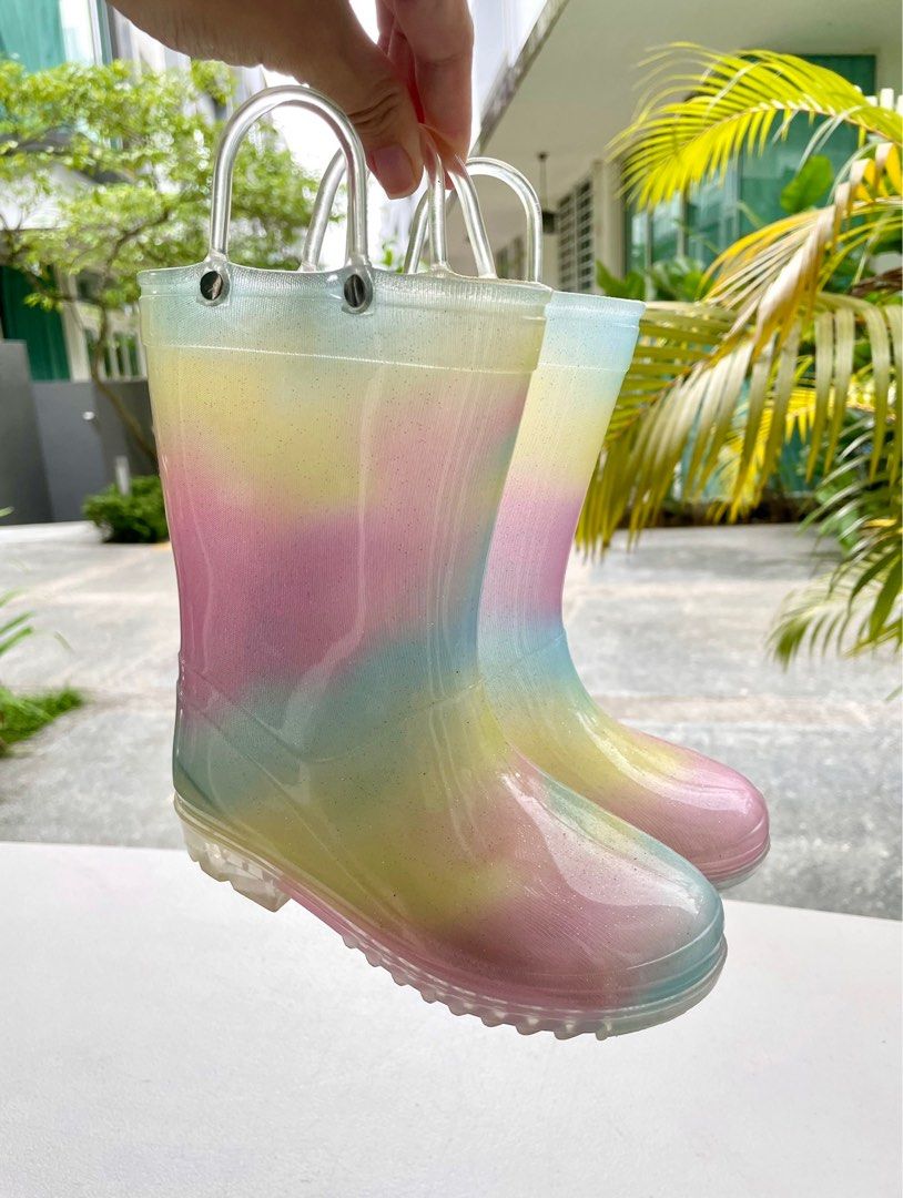 Kids Rainbow Jelly Rain Boots size 17.5 cm