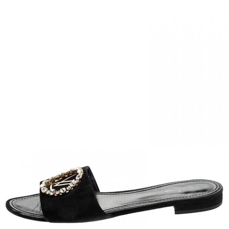 Louis Vuitton Black Crystal Madeleine Flat Mules
