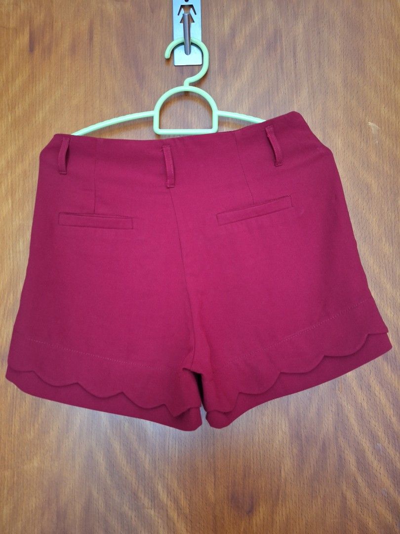 Red scalloped shorts online