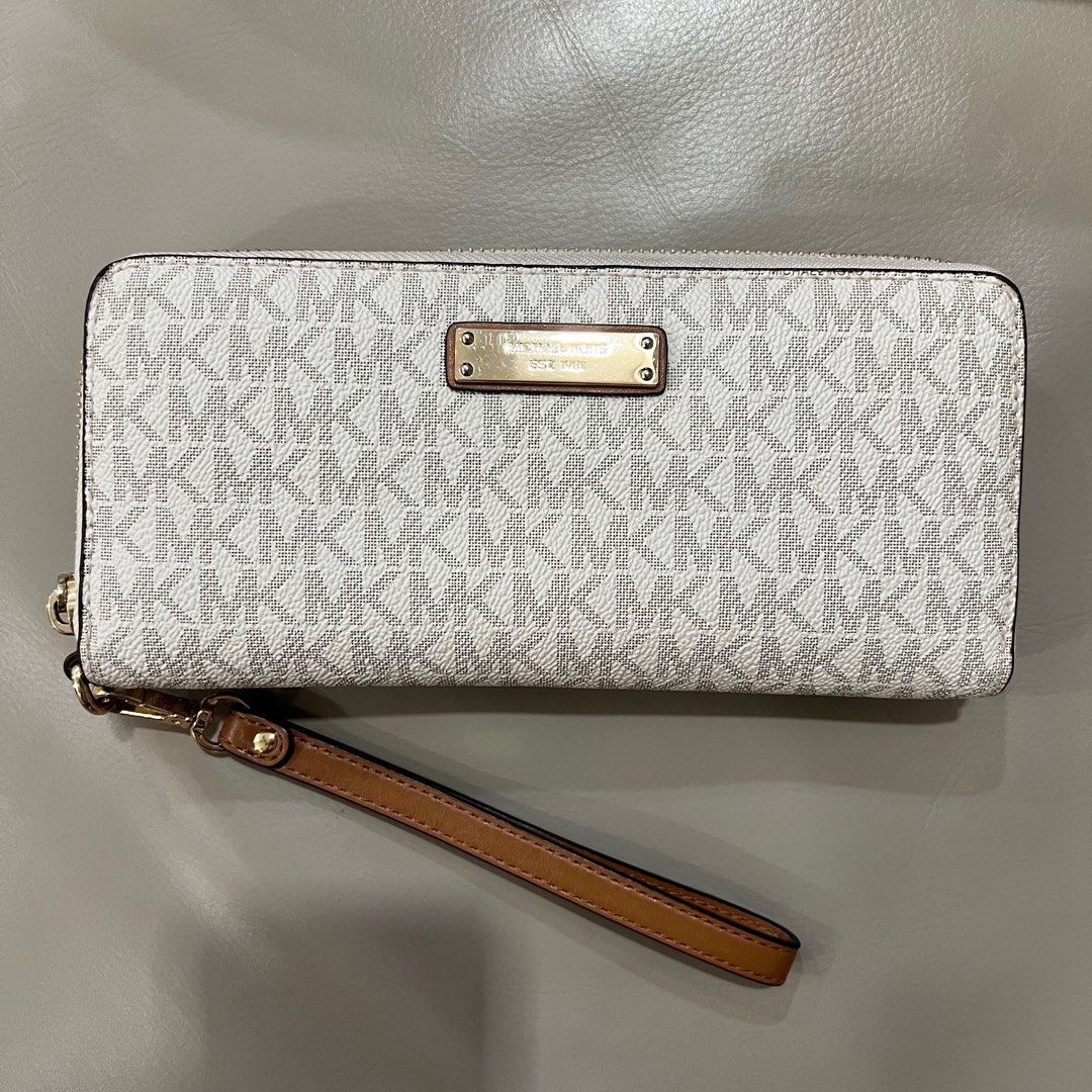 White and gold michael store kors wallet