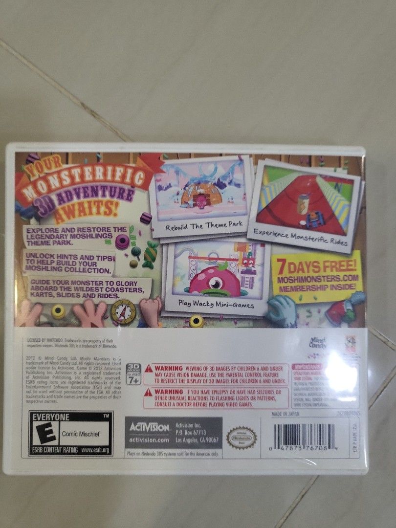 NINTENDO 3DS - Moshi Monsters Theme Park, Video Gaming, Video Games,  Nintendo on Carousell