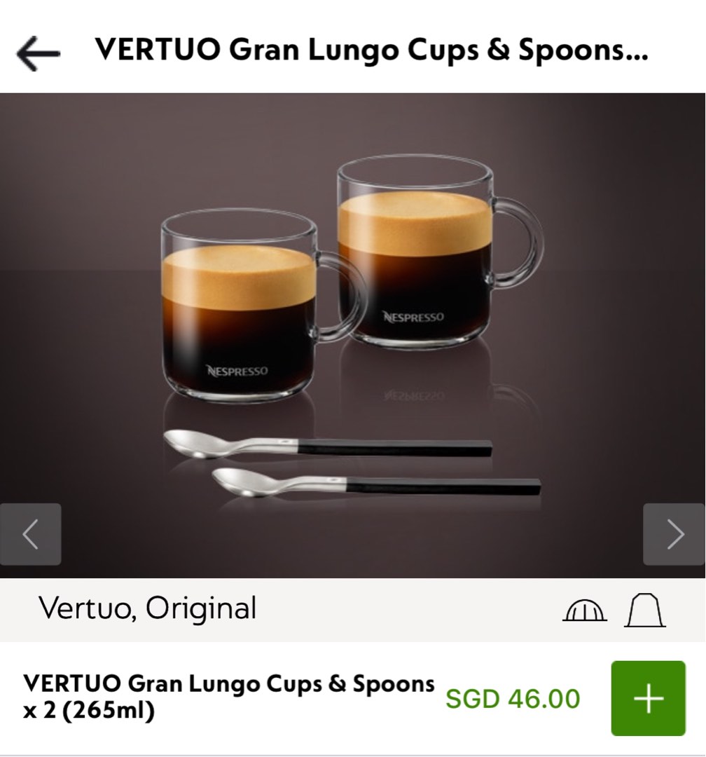 Nespresso 2x Vertuo Coffee Mugs and 2 spoons, Furniture & Home Living,  Kitchenware & Tableware, Coffee & Tea Tableware on Carousell