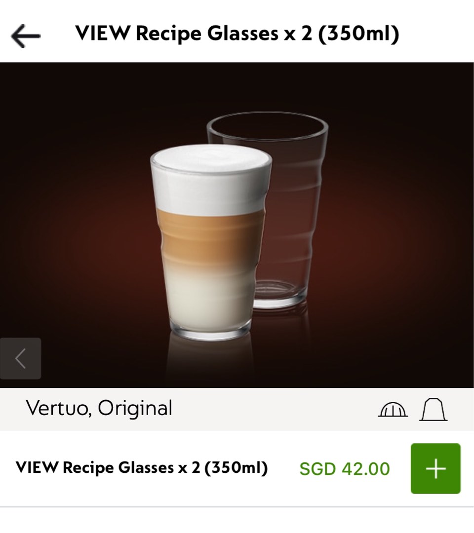 Nespresso VIEW Recipe Glasses x2, Furniture & Home Living