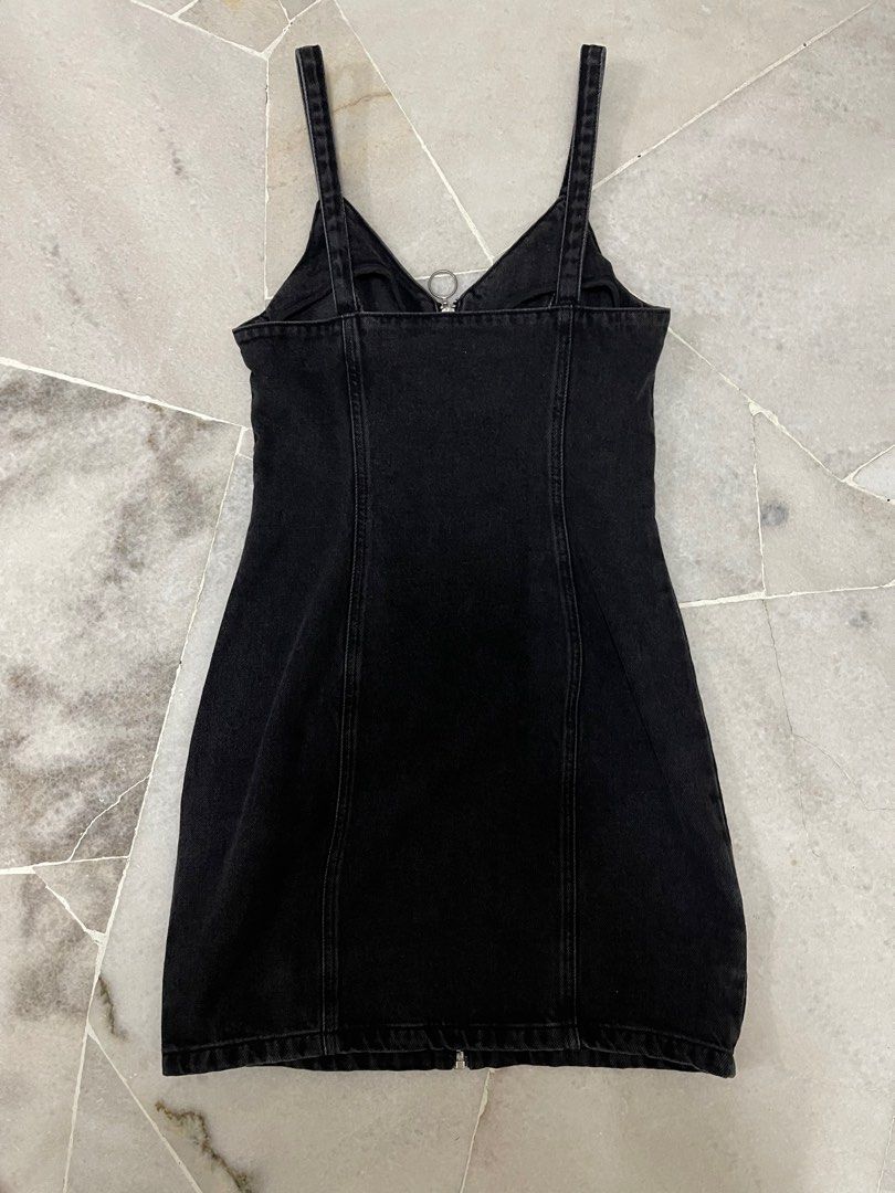 Topshop black denim dress deals